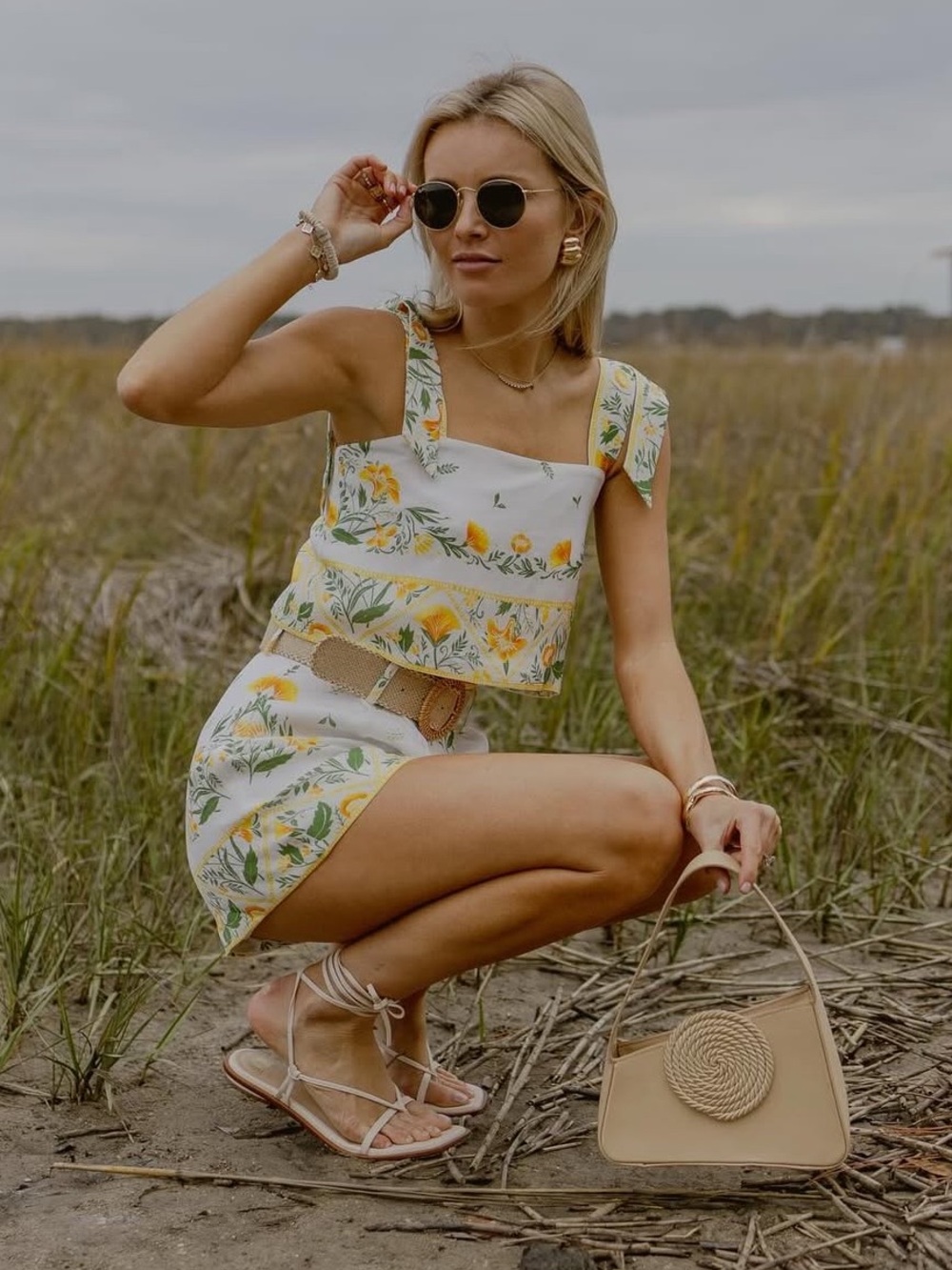 Antonio Melani Style by Simkins Lindsey Floral Linen Blend Short/Tank Set NWT